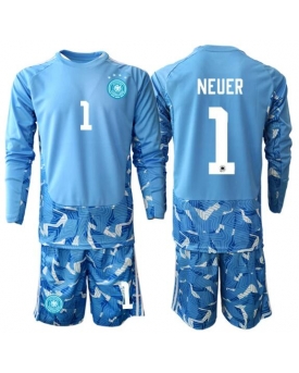 Billige Fotballdrakt Tyskland Manuel Neuer #1 Keeper Replika Bortedraktsett Barn VM 2026 Langermet (med bukser)